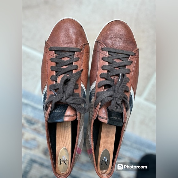 BURBERRY Authentic vintage check print low-top leather sneakers sz EU 42 - Picture 5 of 11